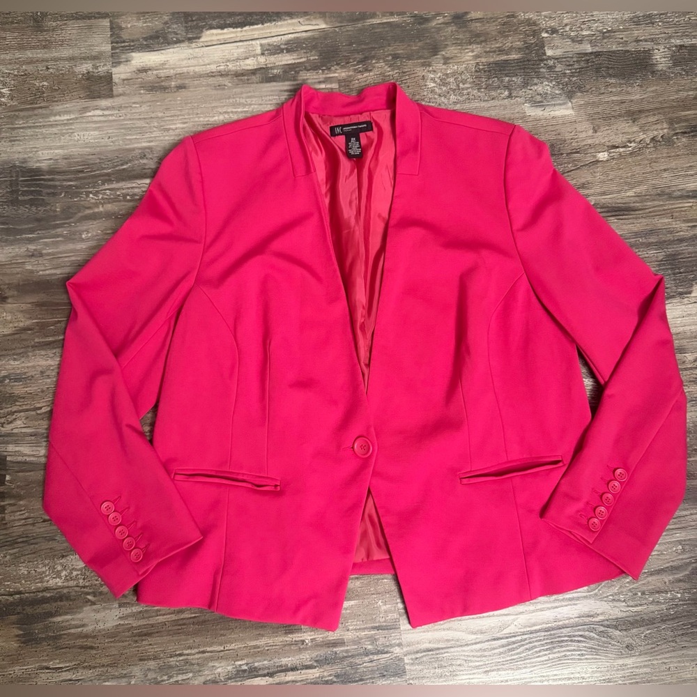 INC International Concepts Women’s Fuchsia One-Button Blazer Jacket Size 2X